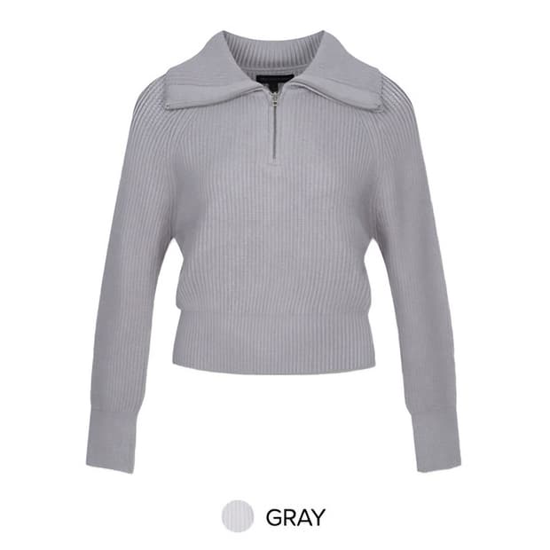 스파오 하찌 하프넥 반집업 리브드 니트 스웨터 S