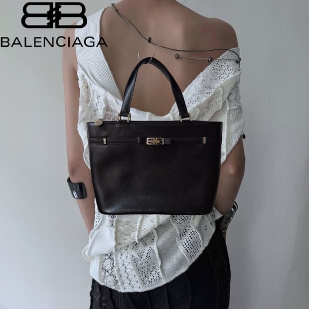 BALENCIAGA 00s Black leather tote Bag