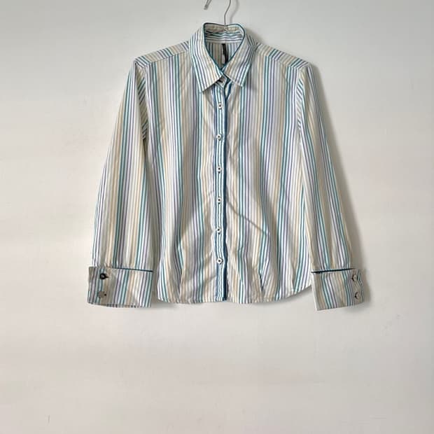 GOLA stripe shirt / gree & blue