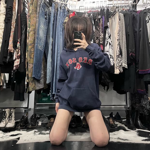 90's Lee 후드 레드삭스