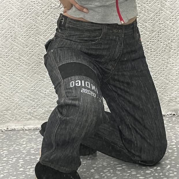 푸부 올드스쿨 Y2K 로우 인디고 빈티지 데님 팬츠 28인치 C06508