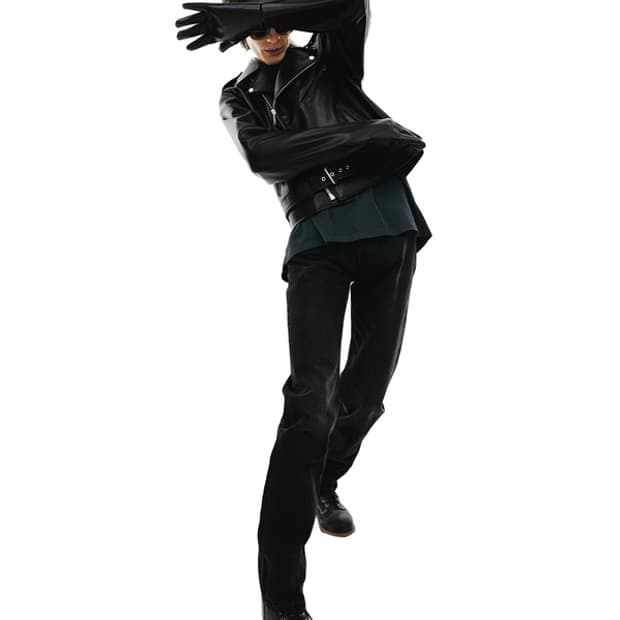 (레어) 더블렛 23ss 글로브 슬리브 레더 바이커 자켓