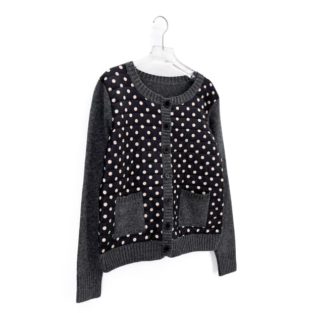 빈티지 패디드 도트 가디건