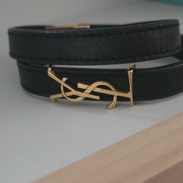 생로랑 오피움 더블 랩 가죽 팔찌 브레이슬릿 YSL 남녀공용