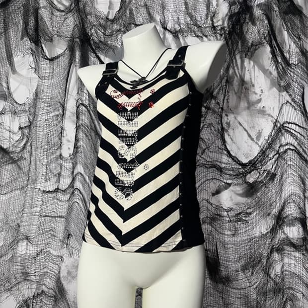 Y2K Cubic  eyelet Detail sleeveless