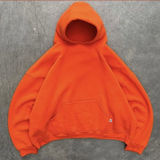 90s 러셀 빈티지 후드 오렌지 XXL