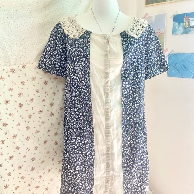 모리걸 빈티지 바선생 레이어드 원피스 💙🌸🎀🤍