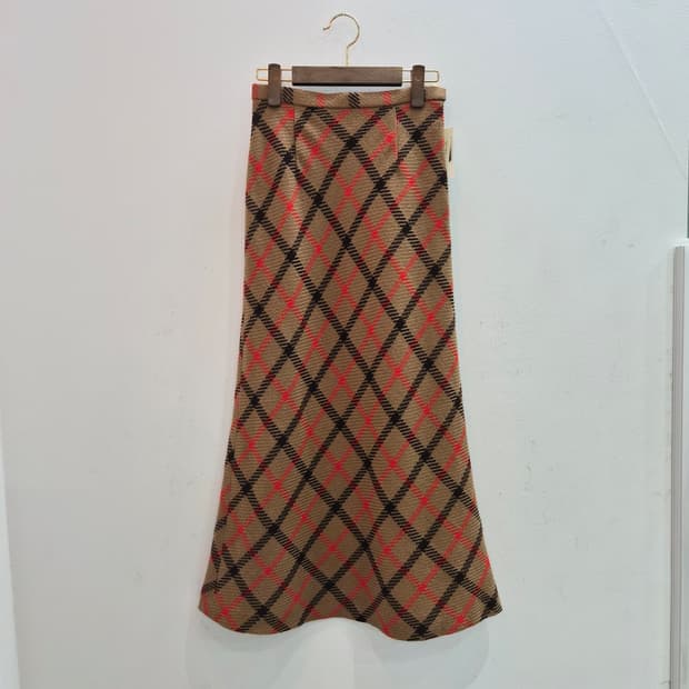 울 100% 클래식체크 롱스커트