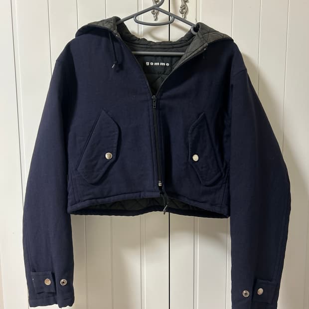 gomme 고무 누빔 크롭 후드 자켓