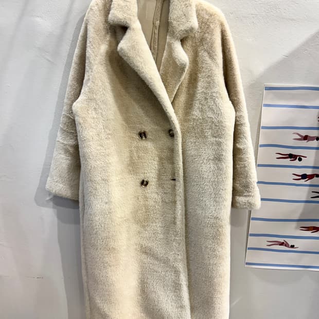 vintage 페이크퍼 더블 롱코트