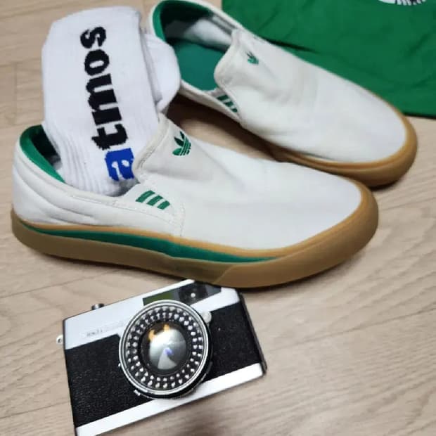 아디다스 그린 검솔 로퍼 슬립 280