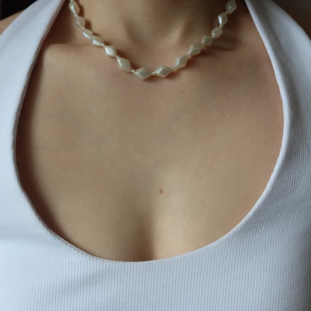 ivory cube bead necklace