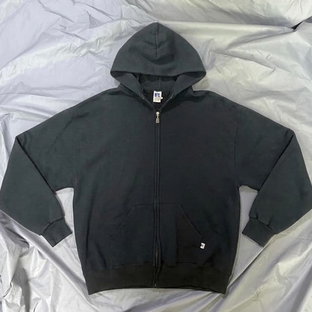 90s 빈티지 러셀 후드집업 네이비 XXL