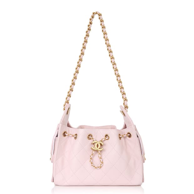 샤넬 25백 미니 캐비어 핑크 금장 체인숄더백 AS5631