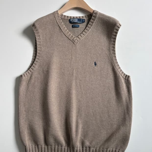 Polo 폴로 랄프로렌 코튼 코코아베이지 니트베스트