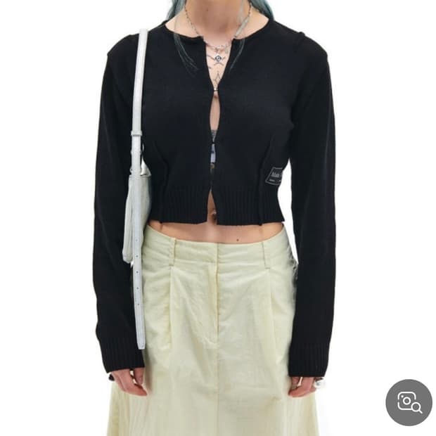 마뗑킴 마뗑킴 크롭 후크 니트 가디건 블랙