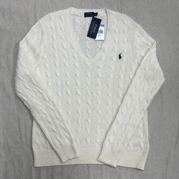 폴로랄프로렌 우먼 캐시미어 아이보리 케이블 니트 XL