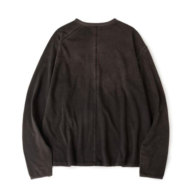 해칭룸 double henley neck tee bleachedblack