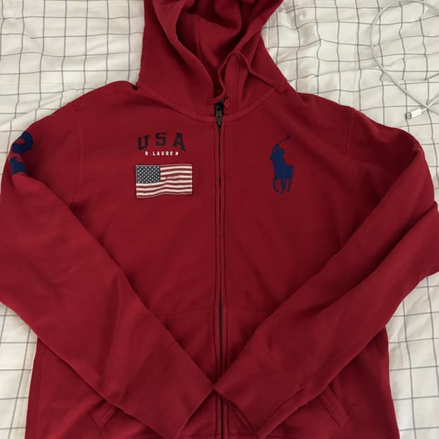 폴로 빅포니 성조기 후드집업 USA 레드 M