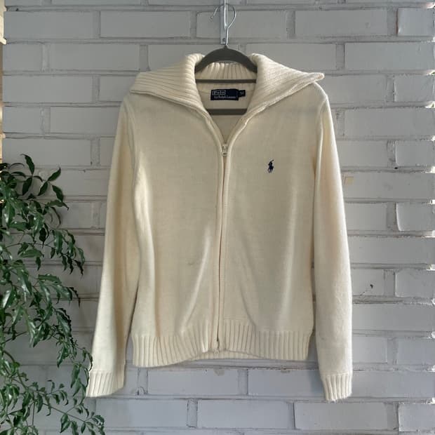 폴로 랄프로렌 아이보리 니트 집업