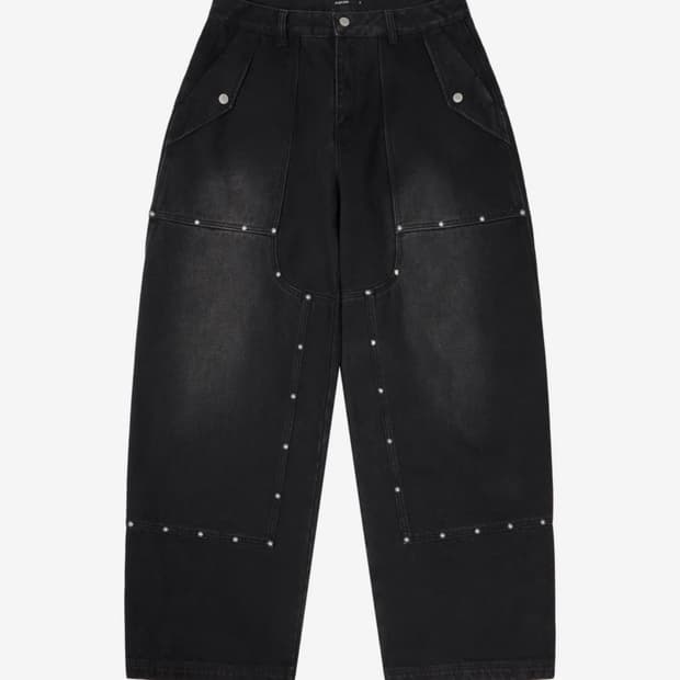 Steve Double Knee Denim Pants (Black)