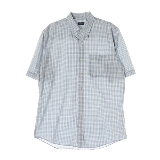 ARROW 오버핏 스카이블루 체크 반팔셔츠
