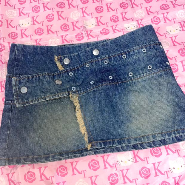 빈티지 데님 스커트 미니 숏 벨트 
