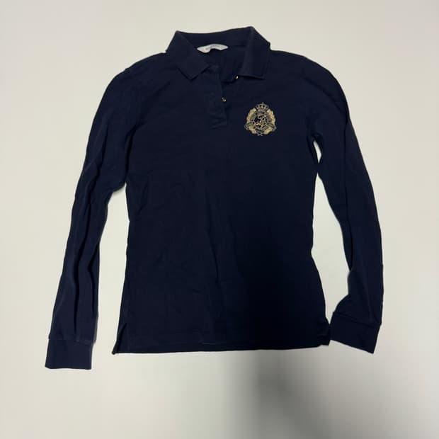 여성 빈폴 beanpole 방패 로고 긴팔 카라티 xS 네이비