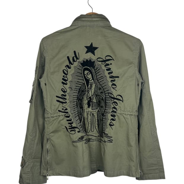 밀리터리 카키 성모마리아 자수 디테일 야상 자켓 M