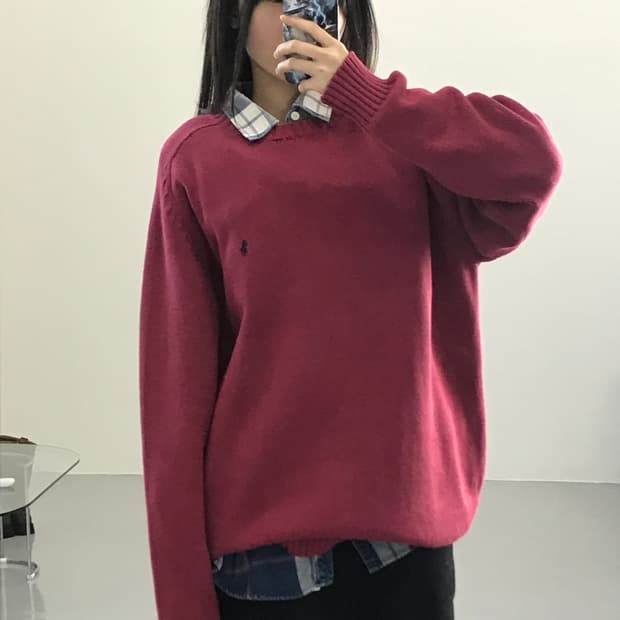 90's 폴로랄프로렌 버건디 니트