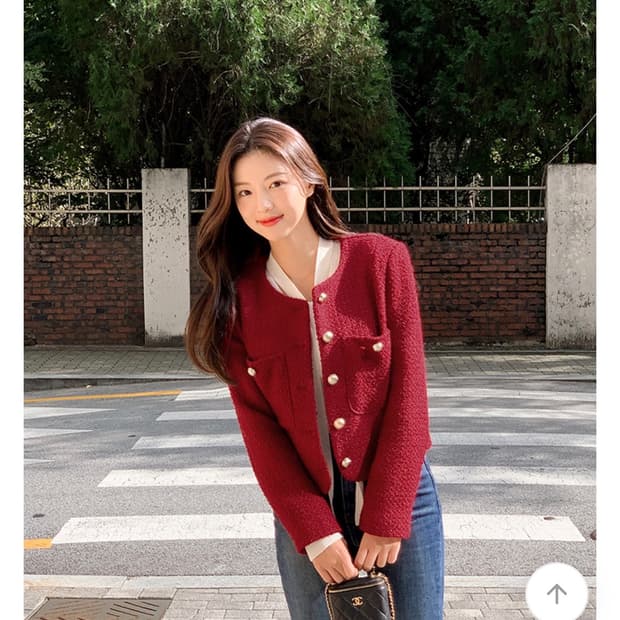 아뜨랑스 트위드 자켓 레드 (새상품)에이블리