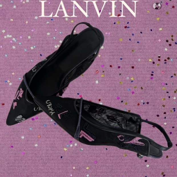 [Lanvin] 랑방 컬렉션 시스루 메쉬 자수 슬링백
