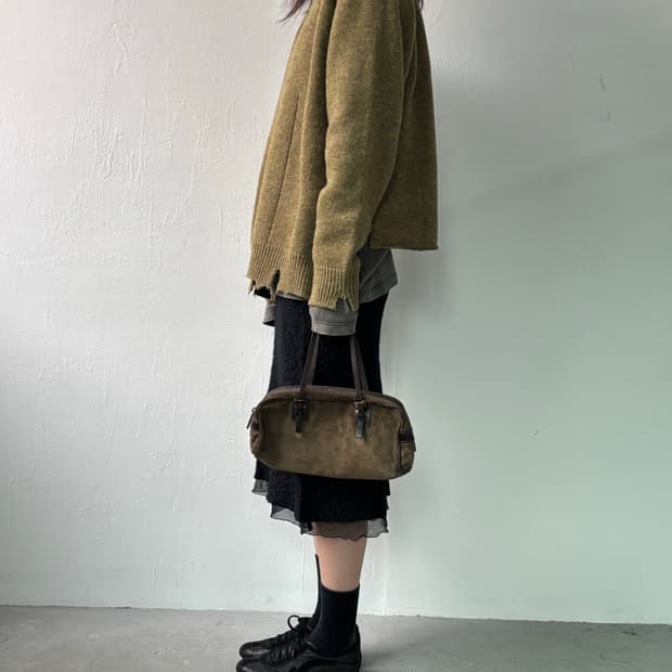 펜디 스웨이드 미니 보스턴