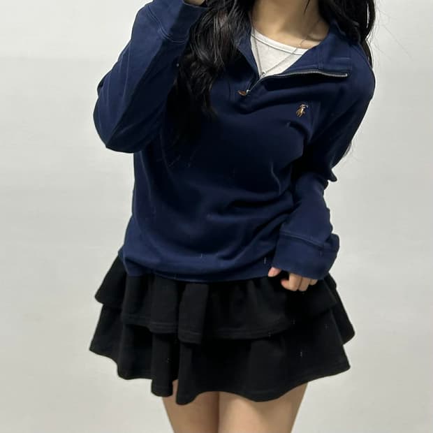 폴로 랄프로렌 신형 큐알택 네이비 하프집 니트 풀오버 셔츠 반집업(XL)