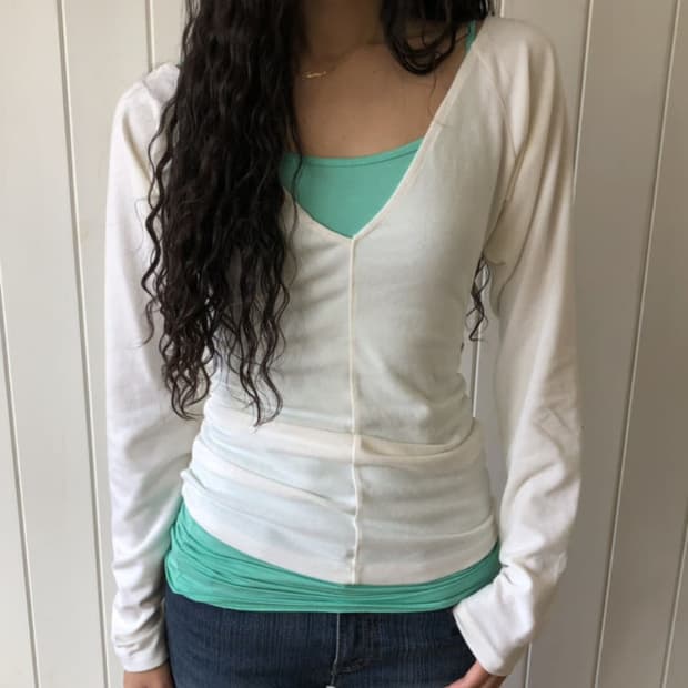 띵스앤스터프 상의 set (데비 슬리브 탑 + 롱 캐미솔 슬리브리스)