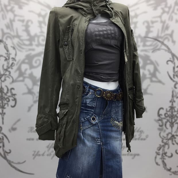 00‘s khaki utility field jacket