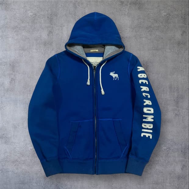 아베크롬비 y2k 스펠아웃 로고 블루 후드 집업