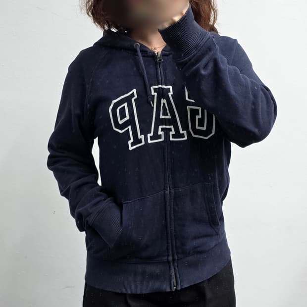 [프립]갭(GAP) 빅로고 후드 집업 네이비