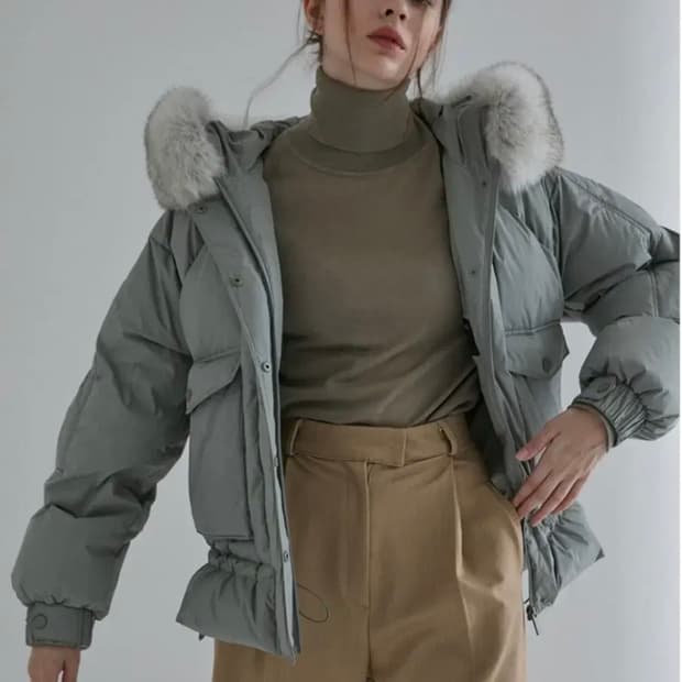 새상품급 에고이스트 사가퍼 구스다운 패딩  라이트그레이 55(66가