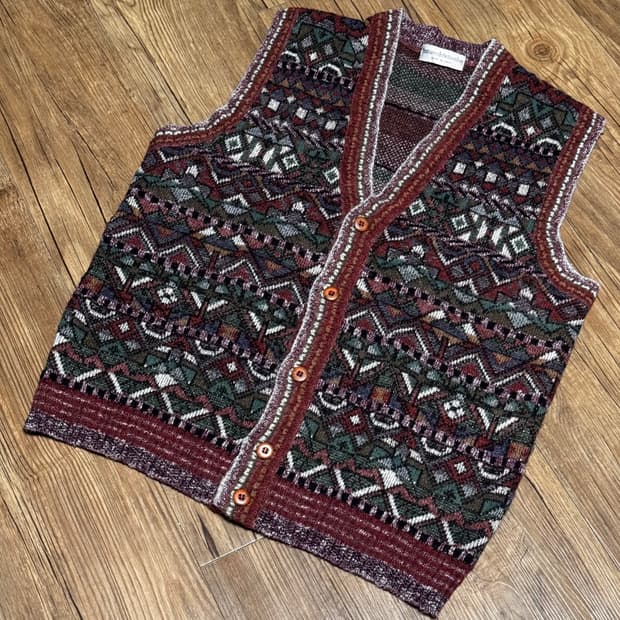 [M] Fantasie di Settembre 에스닉 패턴 니트 조끼