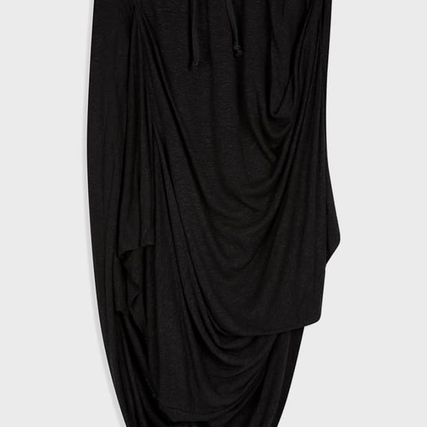 OPEN YY DRAPED LINEN SKIRT (BLACK) S
