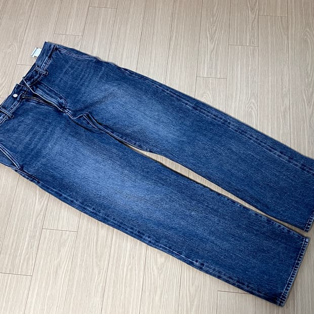 포터리/셀비지 원워시드 스트레이트 데님 미드 블루/1