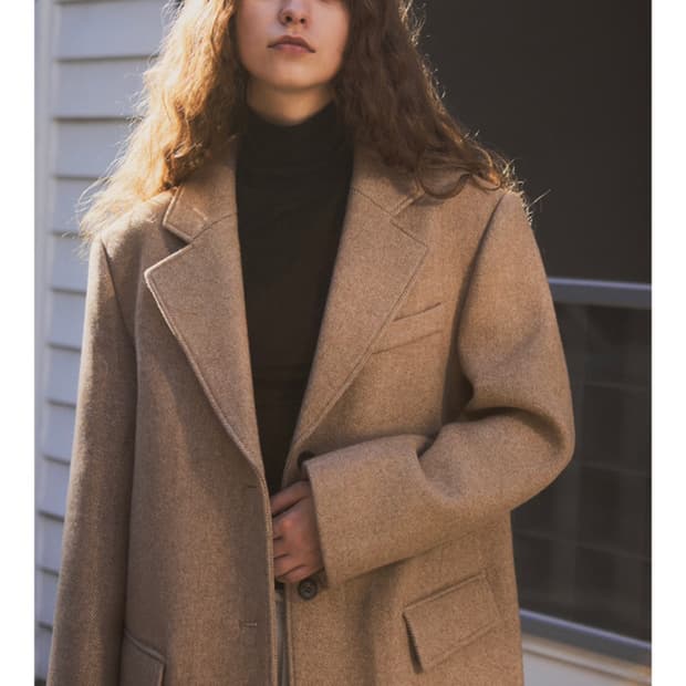 CITTA 씨타 클래식 울 오버핏 코트 베이지