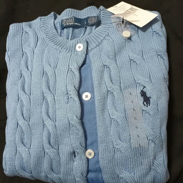 폴로 랄프로렌 케이블 니트 가디건 L