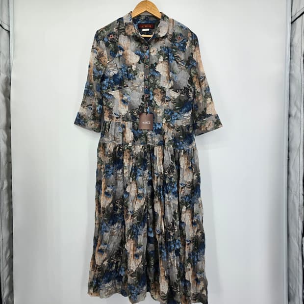 Artwork oriental flora패턴 롱 원피스 새상품 66-77