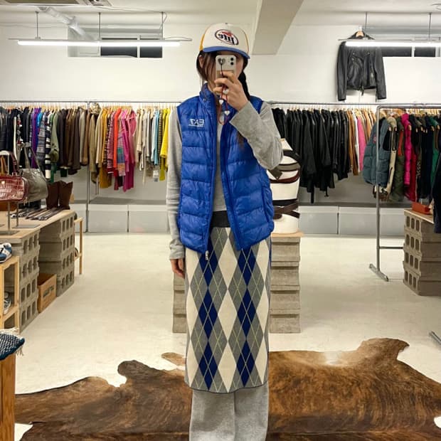 RAY BEAMS argyle knit skirt 아가일 니트 스커트