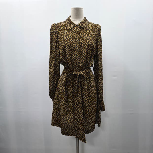 1327 ZARA 플라워 패턴 셔츠형 원피스 (허리끈 / 비스코스)