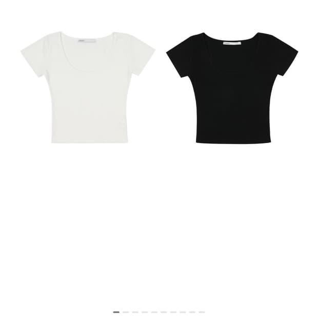 보헤미안서울 하프 리브드 티,블랙 화이트