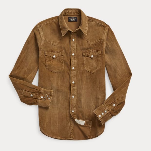 더블알엘(RRL) 남성 슬림핏 코듀로이 웨스턴 셔츠