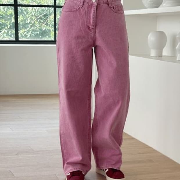 8seconds pink wide pants 키치 하이틴 느낌 핑크데님